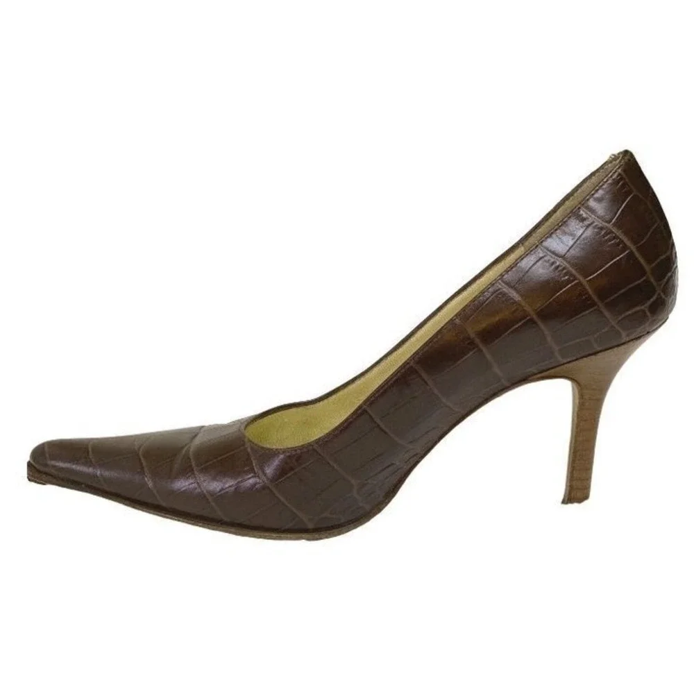 Vintage Keneth Cole New‎ York croc embossed pump high heels shoes women 5.5